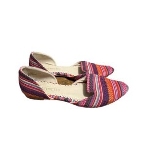 Restricted Flats Women 7.5 Multi-Color Excellent Striped Pointed Toe D'Orsay